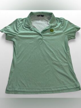 Levelwear John Deere Classic Polo Womens Medium Green Golf Shirt Performance
